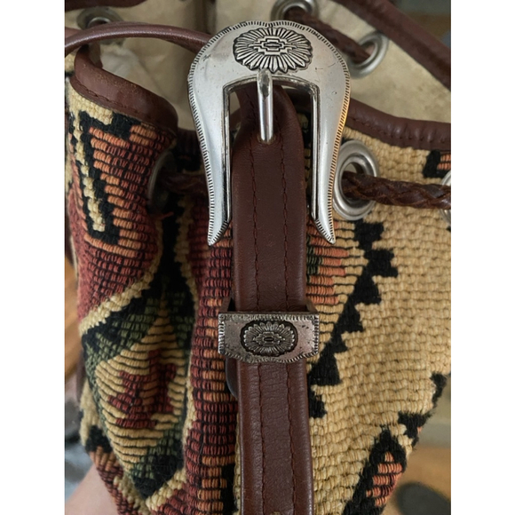 Vintage Western Embroidered Purse with Leather Trim - Picture 5 of 9